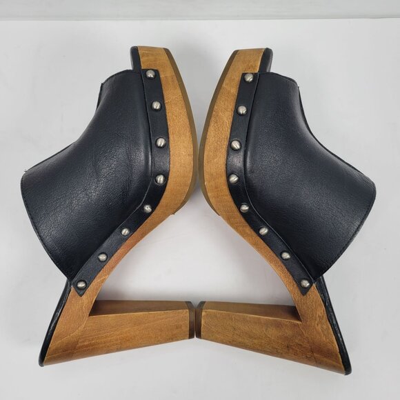 UGG Skyler Women's Black Leather Platform Heel Clogs 1004579 US Size 9 - Picture 6 of 9